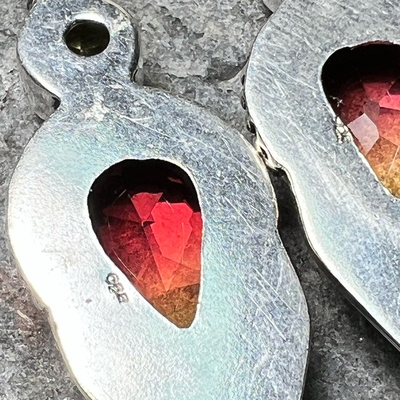 Bi-color tourmaline & citrine earrings (Z-6) - Picture 5 of 7